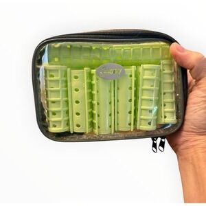 Vintage Goody‎ Mint Green Plastic Snap-On Plastic Hair Curlers Rollers Set Of 16